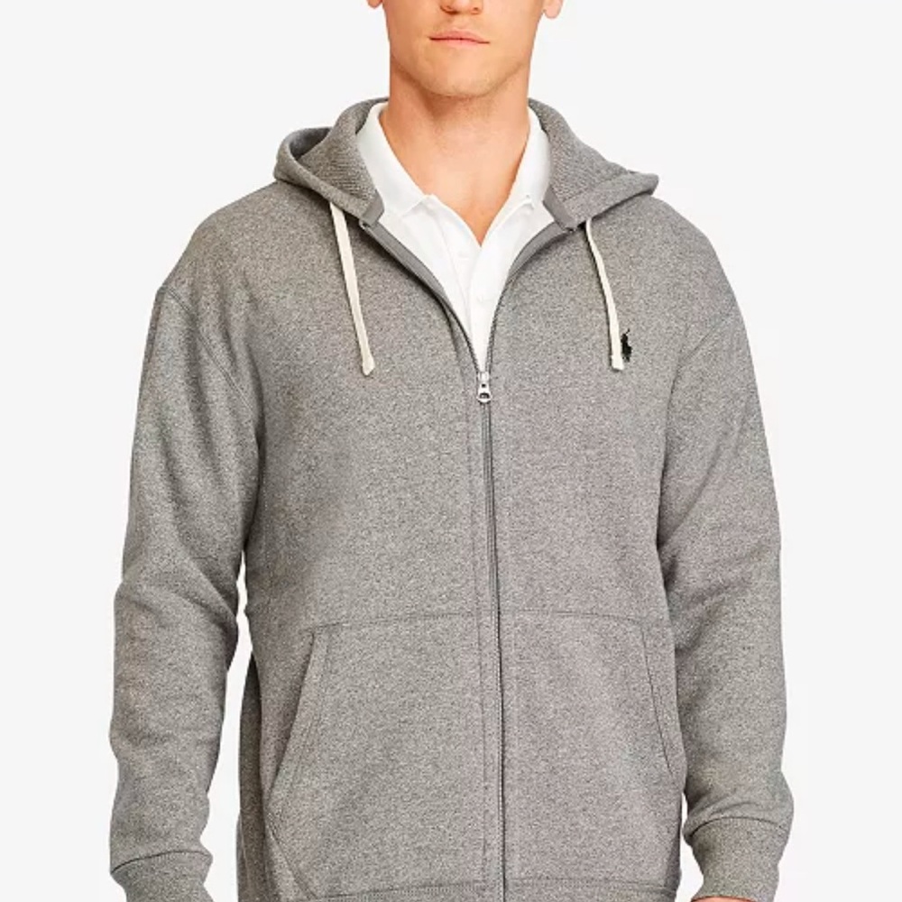 Gray Zip Up Sweater with Full Length Zipper and Hood